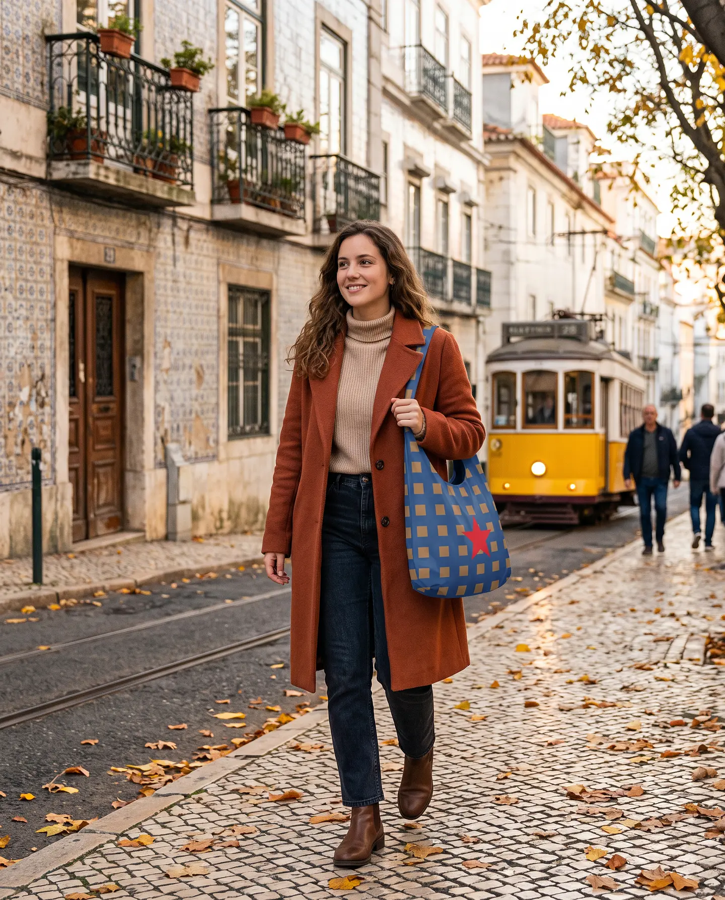 Bianca bag | Quadrados | Azul e castanho 1
