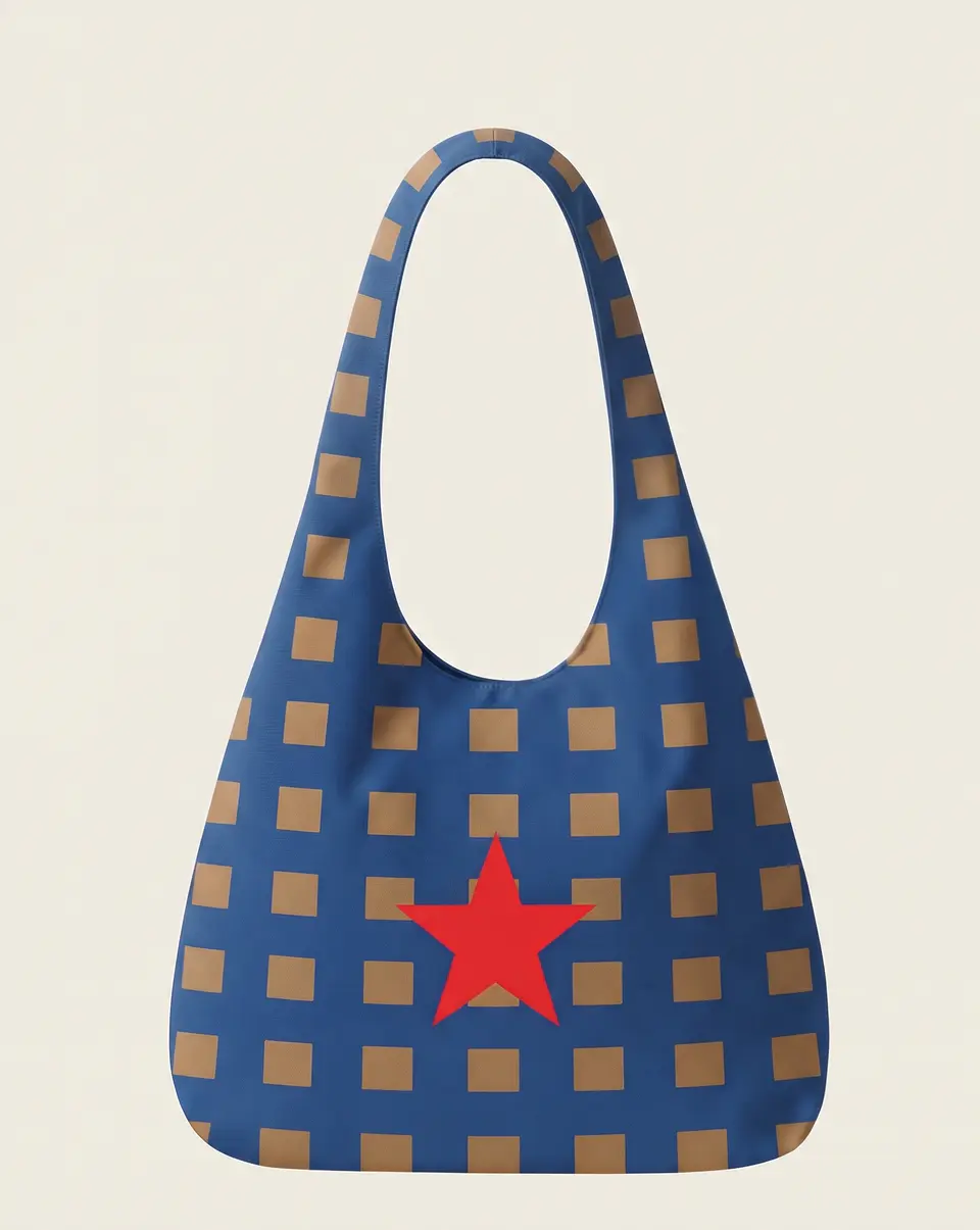 Bianca bag | Quadrados | Azul e castanho 2