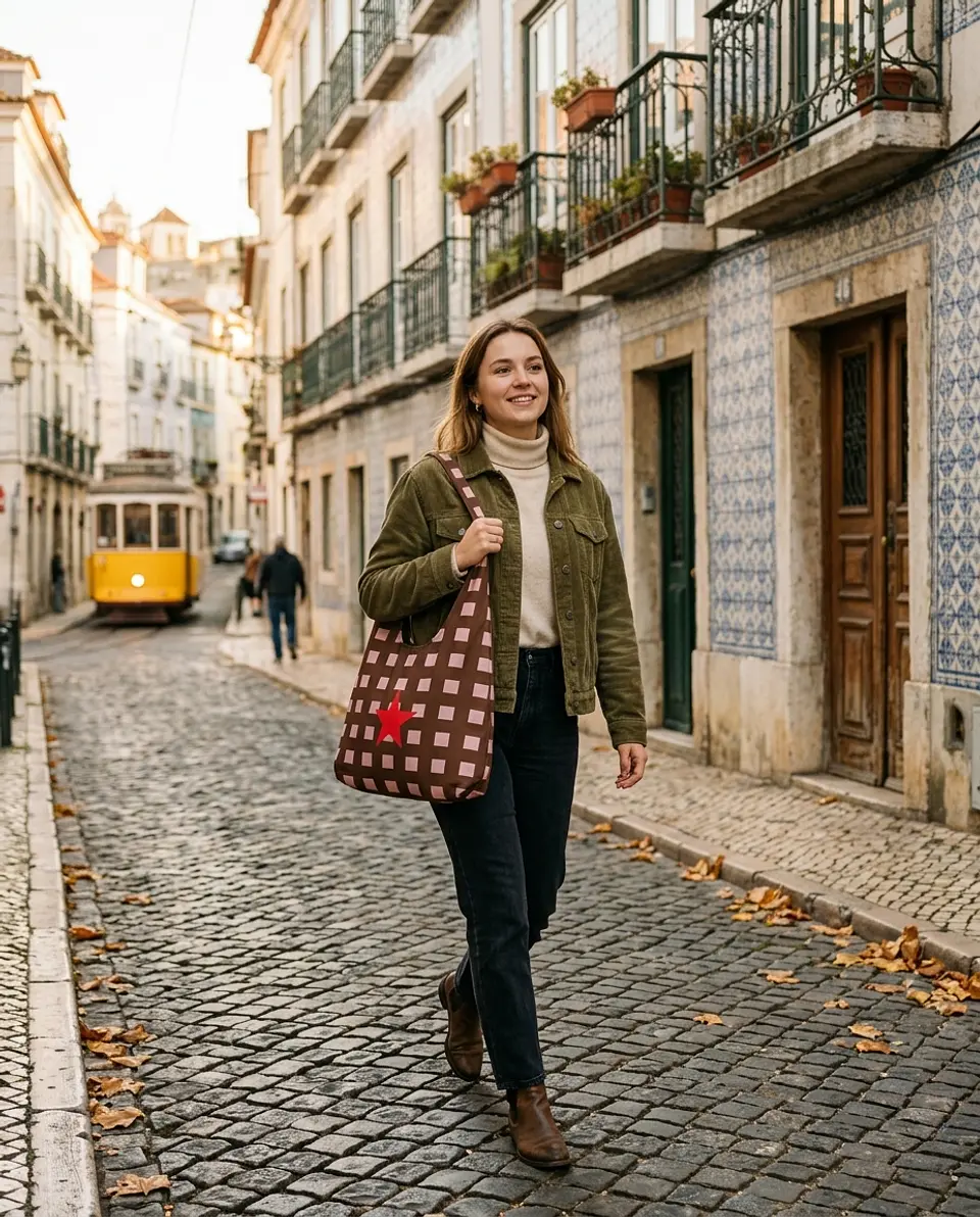 Bianca bag | Quadrados | Castanho rosa 2
