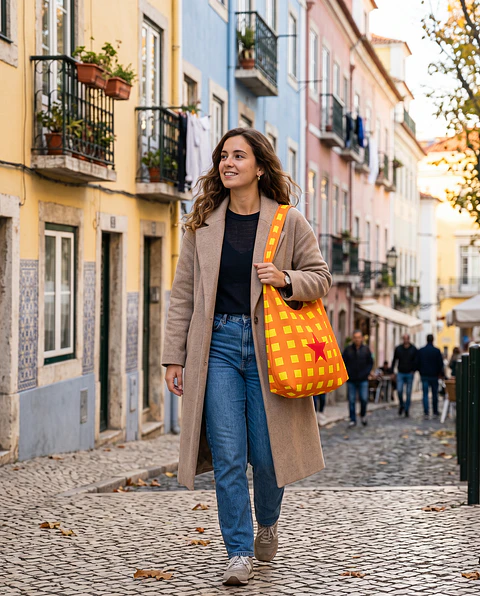 Bianca bag | Quadrados | Laranja amarelo