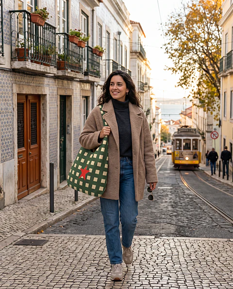 Bianca bag | Quadrados | Verde e creme