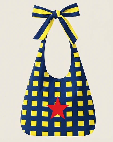 Lola bag | Quadrados | Azul e amarelo