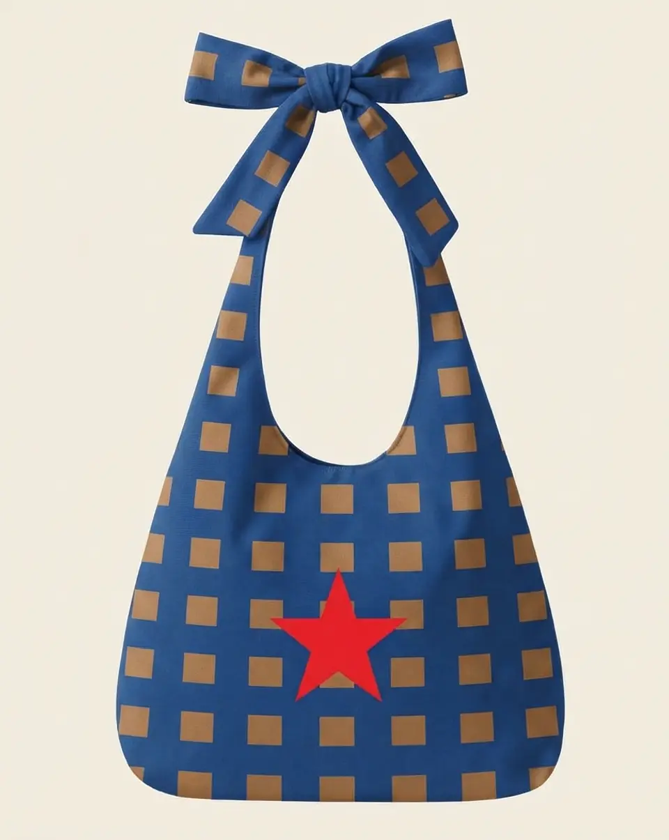 Lola bag | Quadrados | Azul e castanho 2