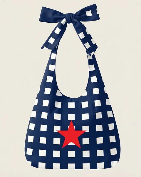 Lola bag | Quadrados | Azul escuro