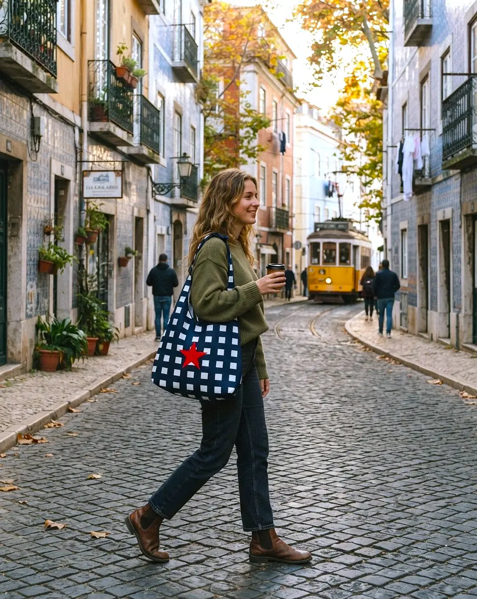 Lola bag | Quadrados | Azul escuro 2
