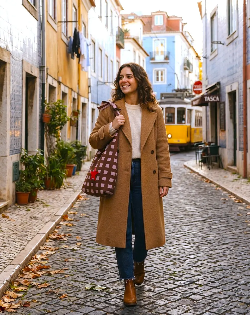 Lola bag | Quadrados | Castanho rosa 1