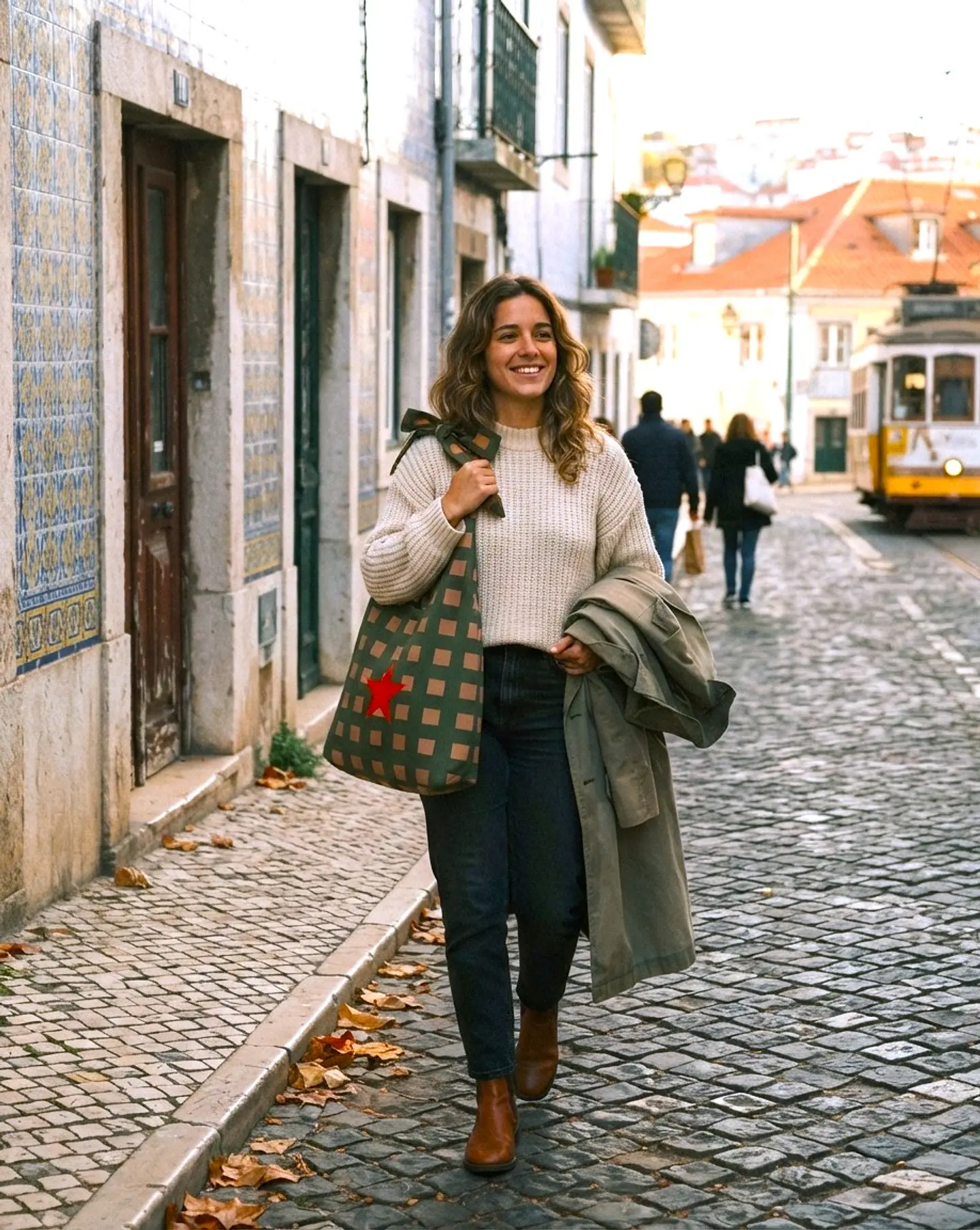 Lola bag | Quadrados | Verde e castanho 2