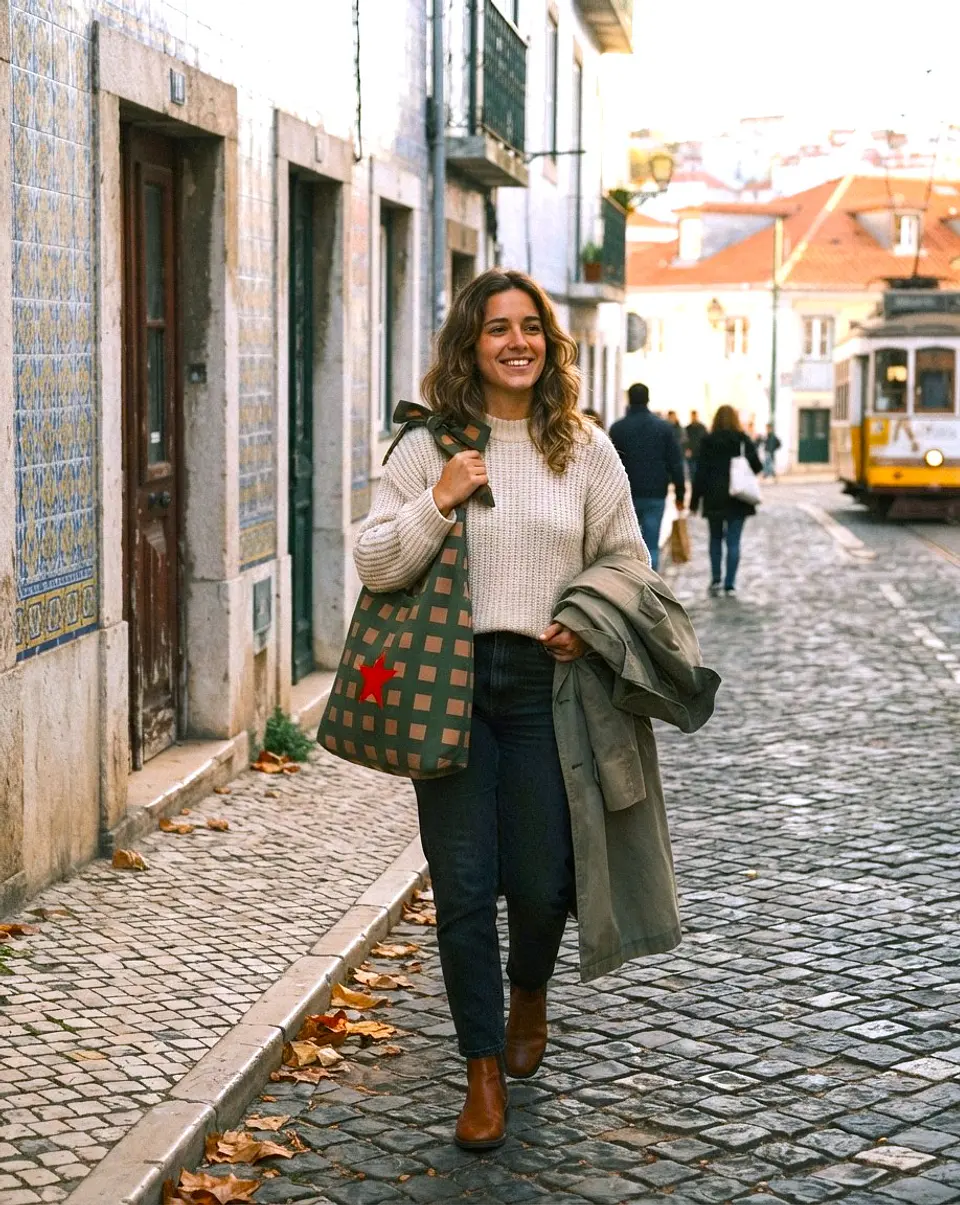 Lola bag | Quadrados | Verde e castanho 2
