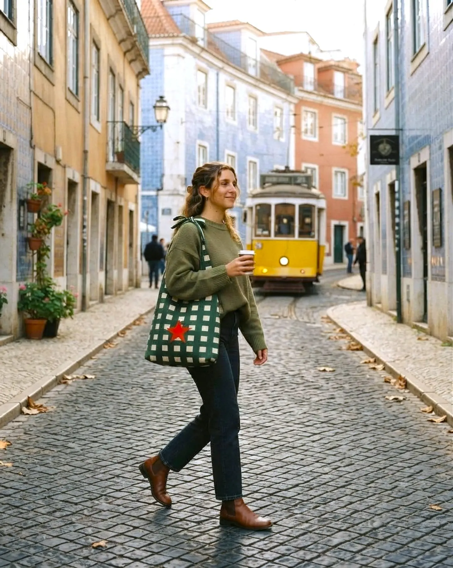 Lola bag | Quadrados | Verde e creme 1