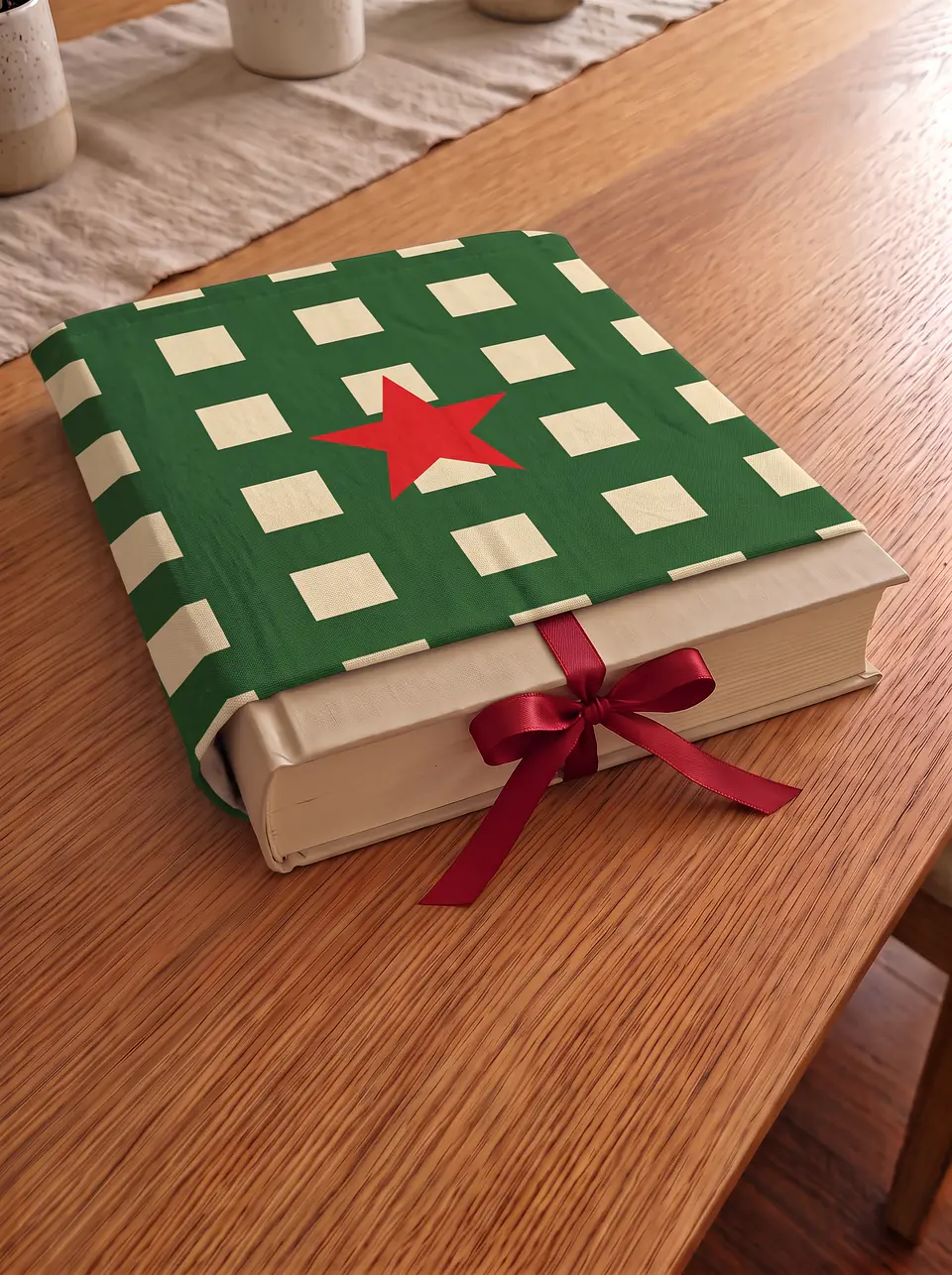 Bolsa livros e e-book | Quadrados | Verde e creme 1