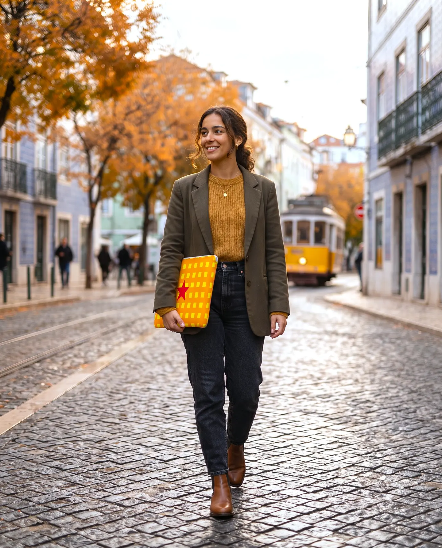 Bolsa portátil | Quadrados | Laranja e amarelo 1