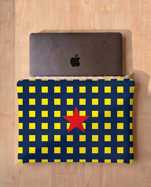 Bolsa portátil | Quadrados | Azul e amarelo