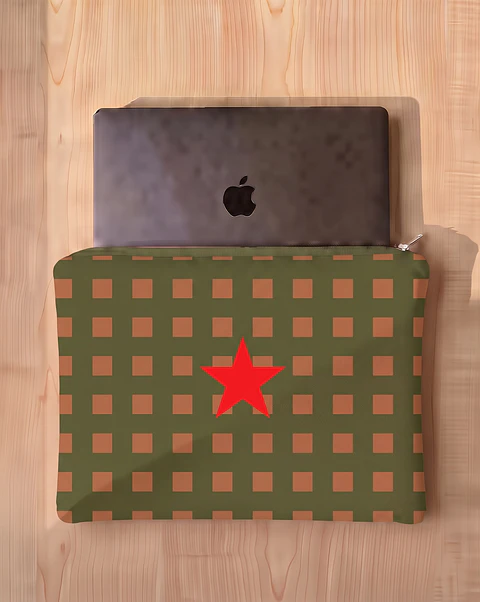 Bolsa portátil | Quadrados | Verde e castanho