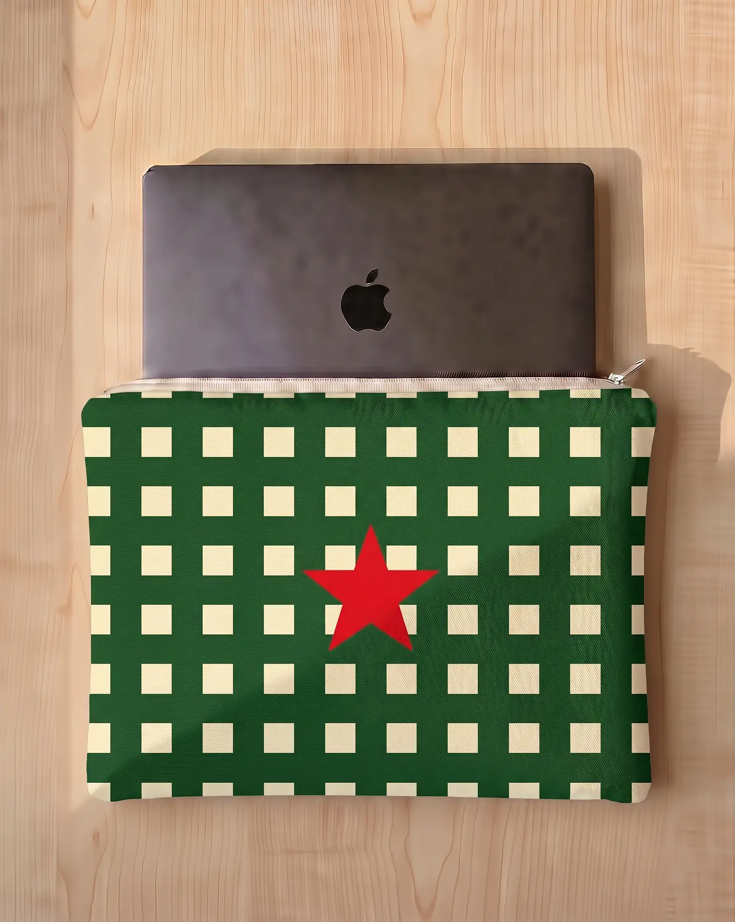 Bolsa portátil | Quadrados | Verde e creme 2