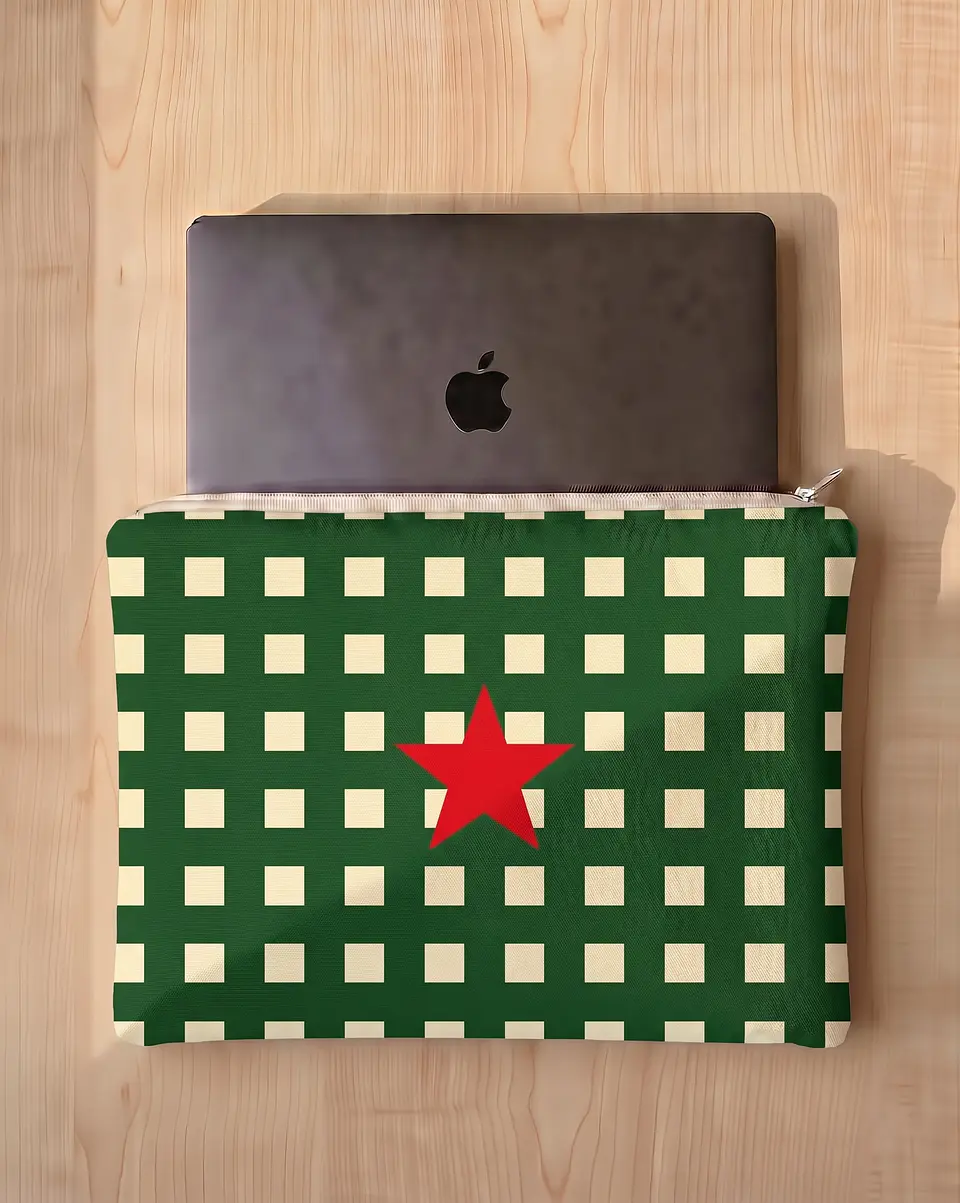 Bolsa portátil | Quadrados | Verde e creme 2