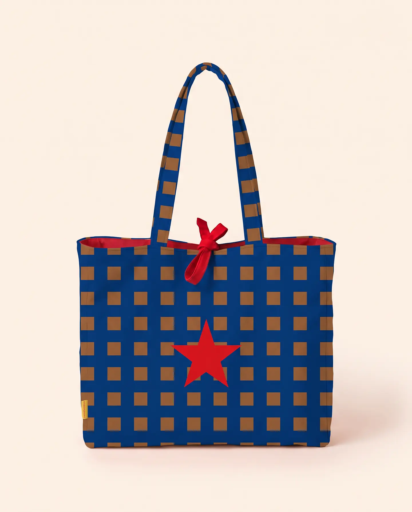 Sasha shopper | Quadrados | Azul castanho 2