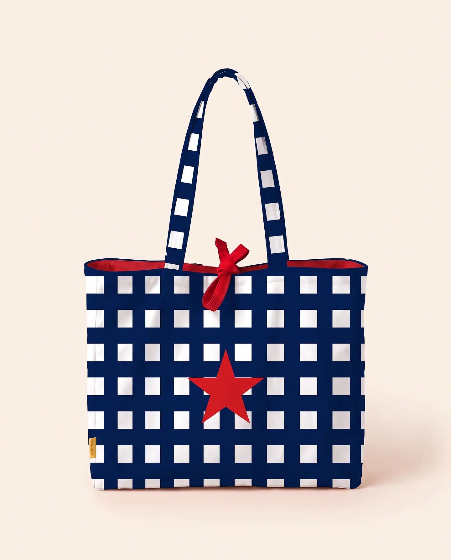 Sasha shopper | Quadrados | Azul escuro 1