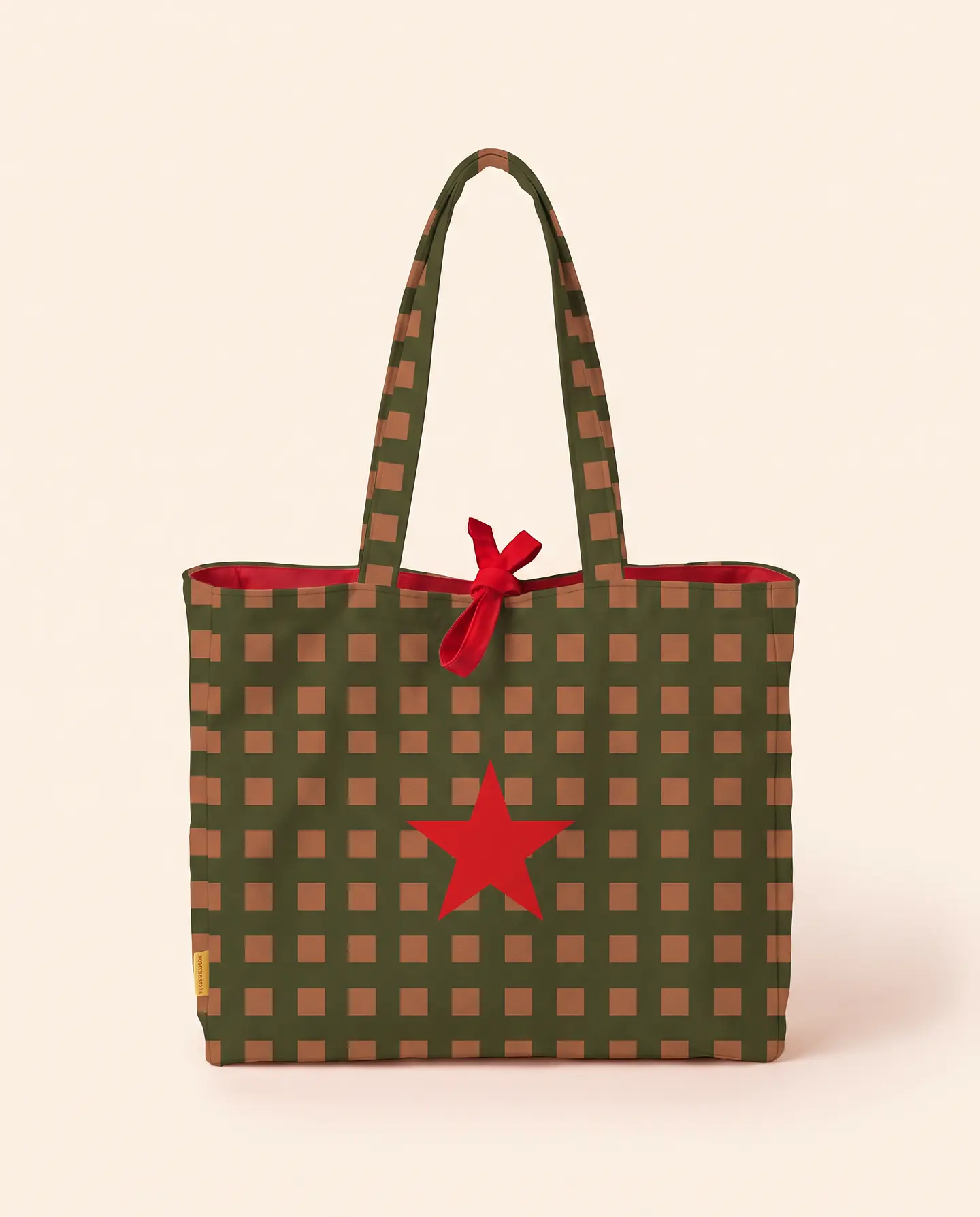 Sasha shopper | Quadrados | Verde e castanho 1