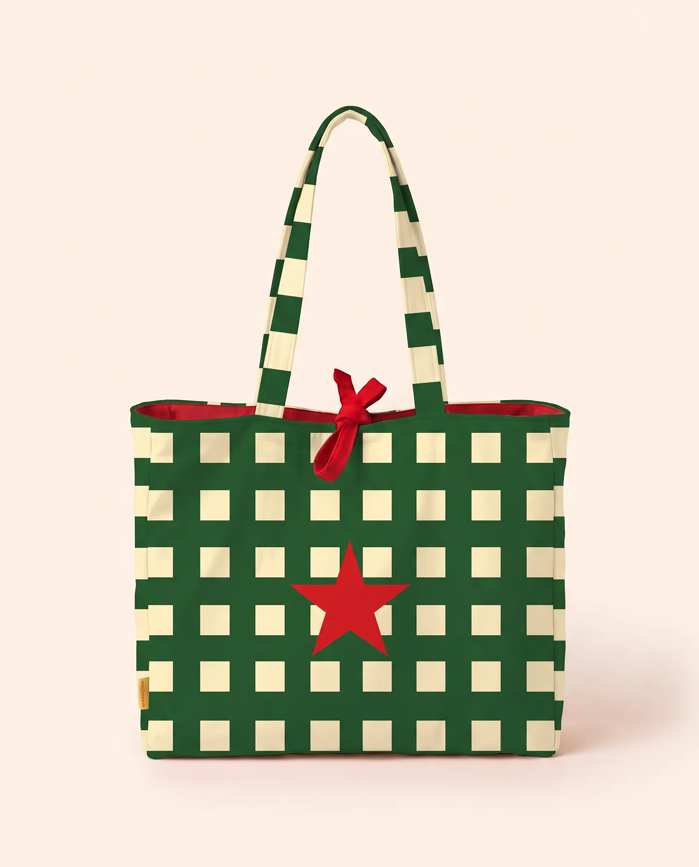 Sasha shopper | Quadrados | Verde e creme 2