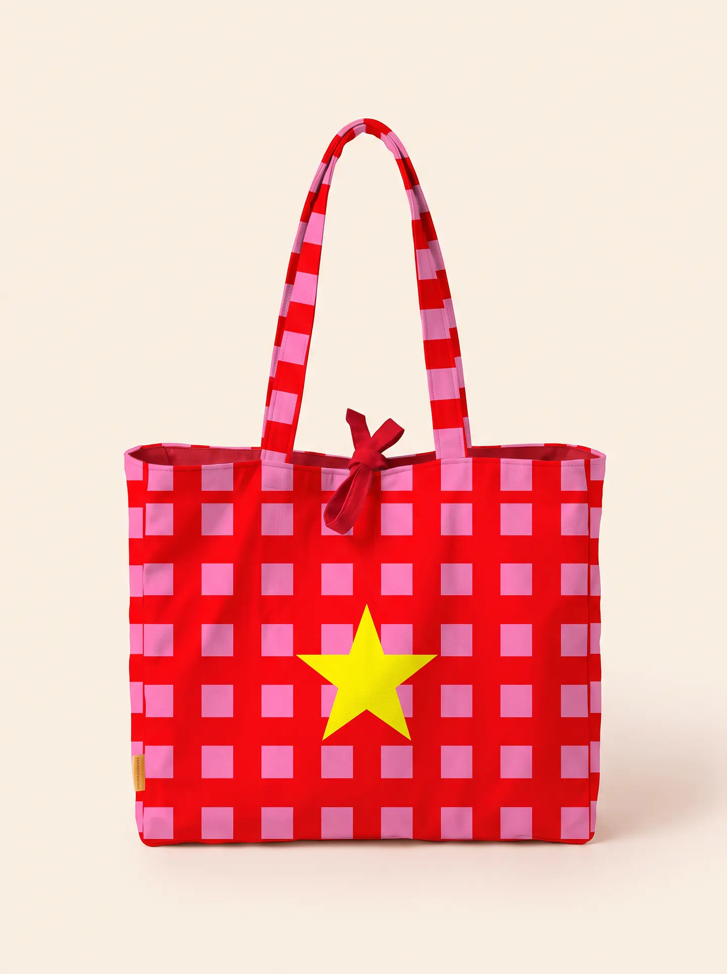 Sasha shopper | Quadrados | Vermelho e rosa 1