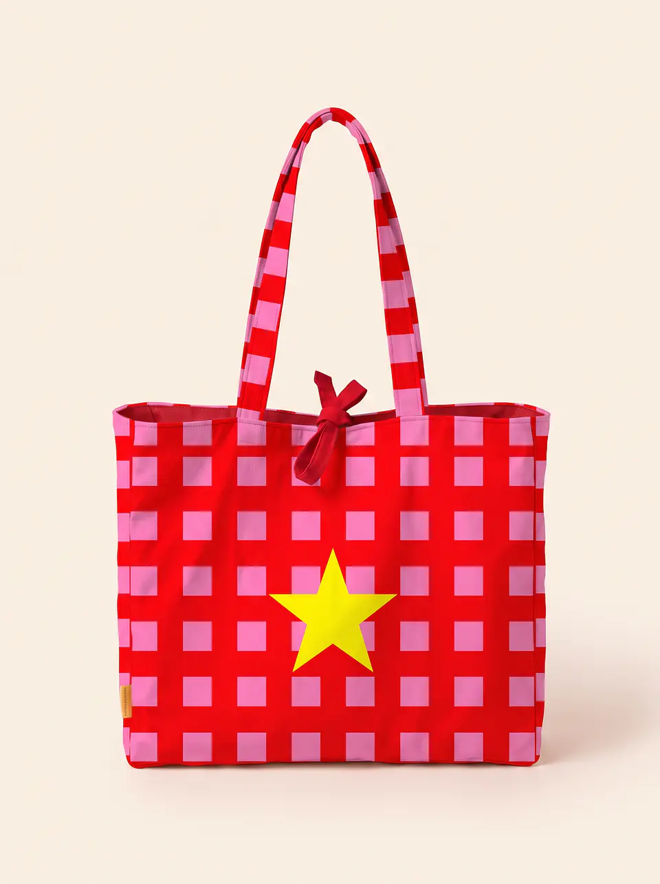 Sasha shopper | Quadrados | Vermelho e rosa 1
