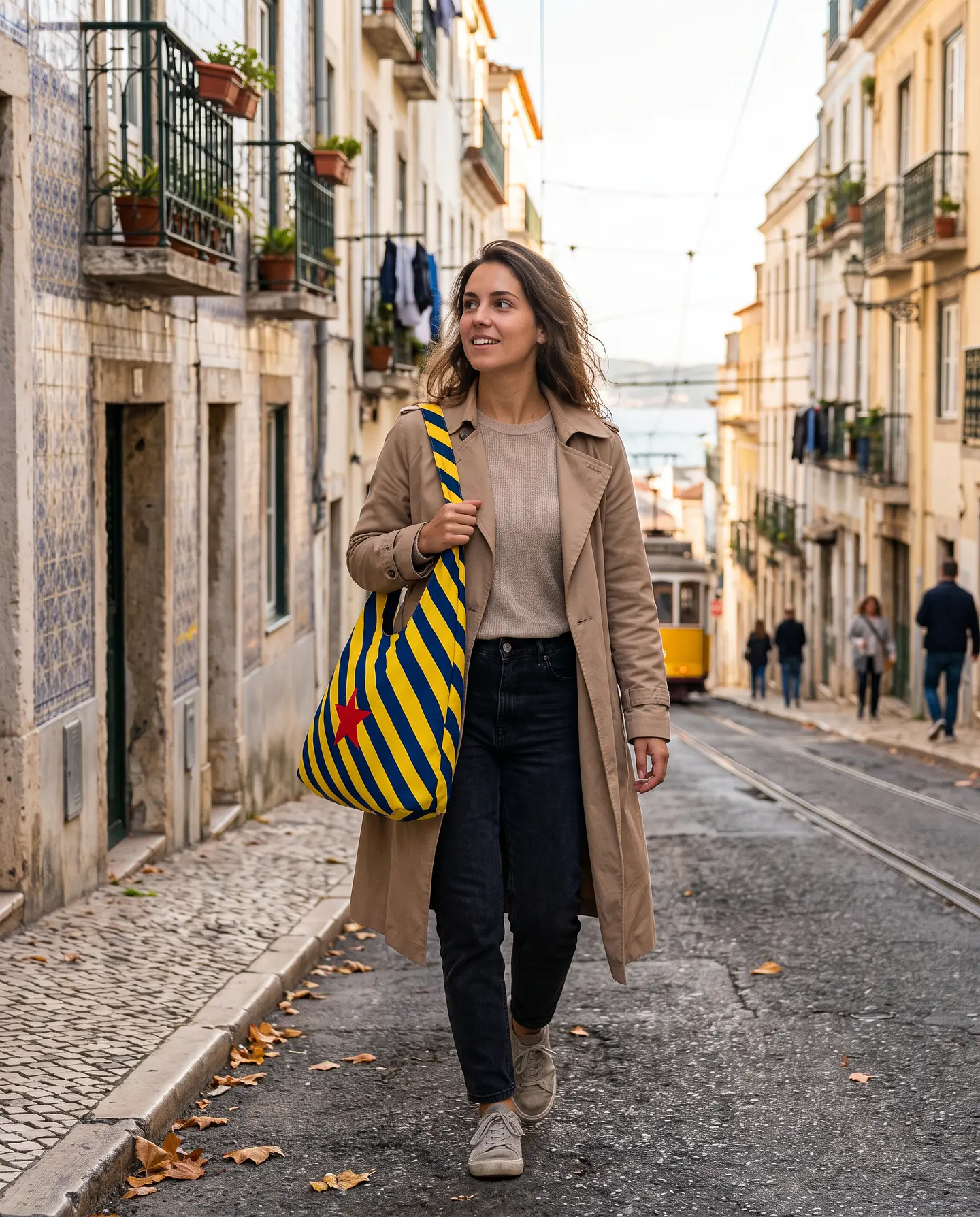 Bianca bag | Riscas | Diagonais | Azul e amarelo 1