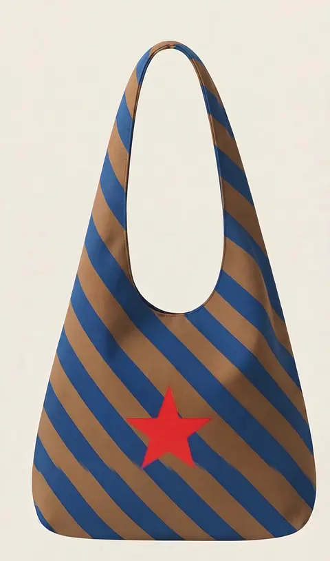 Bianca bag | Riscas | Diagonais | Azul e castanho