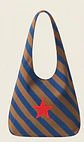 Bianca bag | Riscas | Diagonais | Azul e castanho - Thumbnail 1
