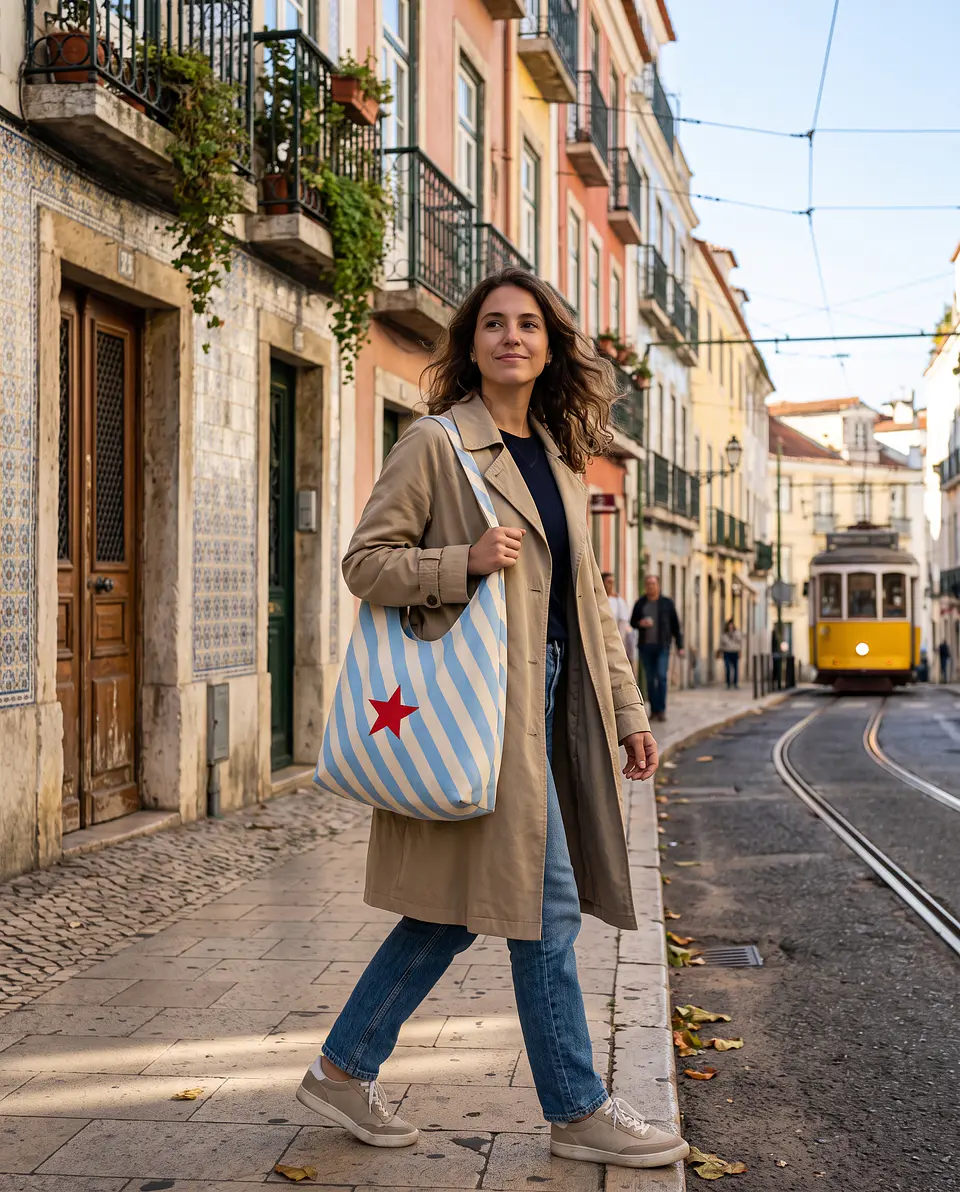 Bianca bag | Riscas | Diagonais | Azul e castanho - COPIE 1