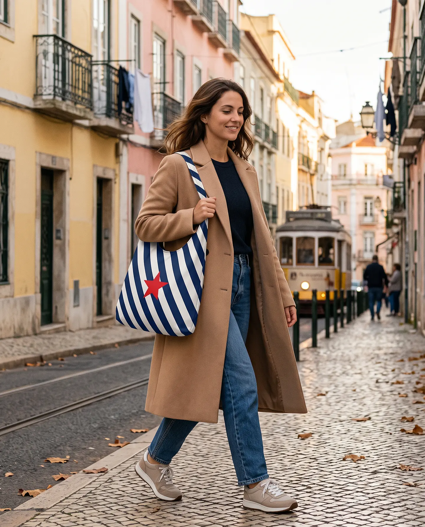 Bianca bag | Riscas | Diagonais | Azul escuro 2