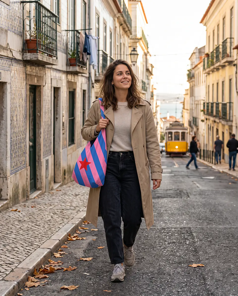 Bianca bag | Riscas | Diagonais | Azul rosa 1
