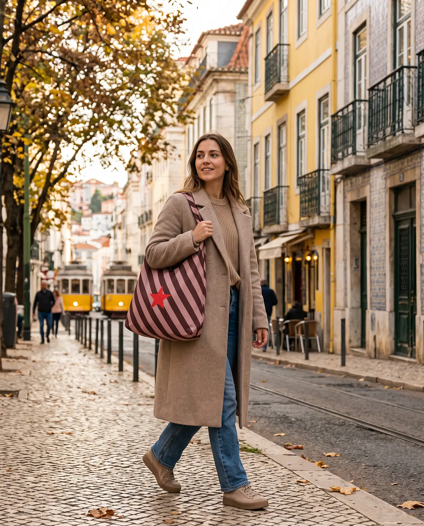 Bianca bag | Riscas | Diagonais | Castanho 2