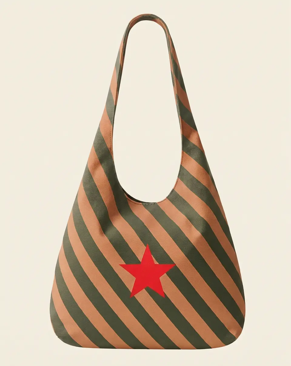 Bianca bag | Riscas | Diagonais | Verde e castanho 2