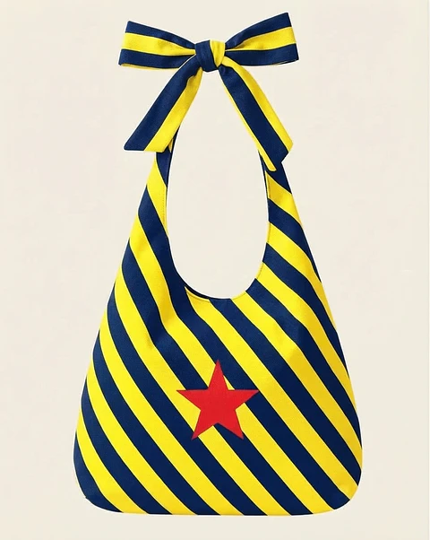 Lola bag | Riscas | Diagonal | Azul e amarelo