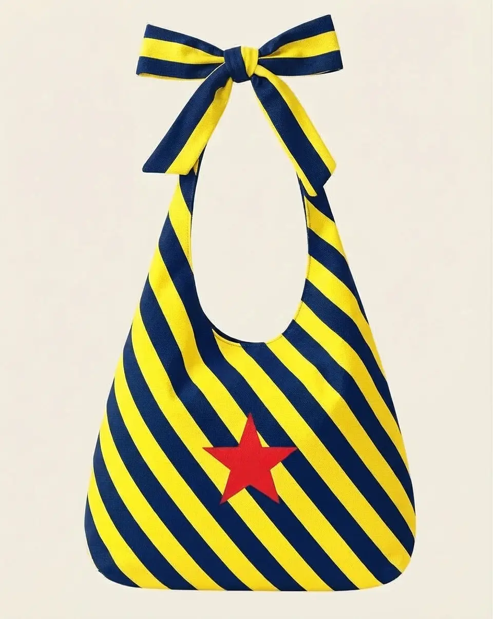 Lola bag | Riscas | Diagonal | Azul e amarelo 1