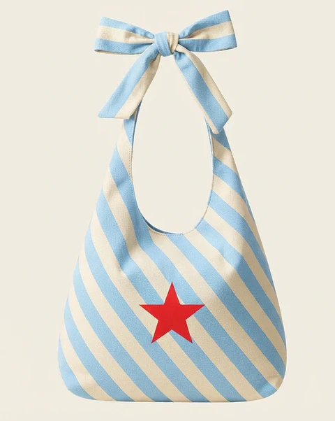 Lola bag | Riscas | Diagonal | Azul claro