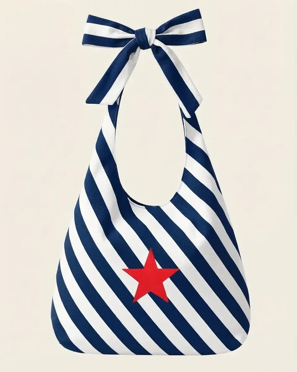 Lola bag | Riscas | Diagonal | Azul escuro 2
