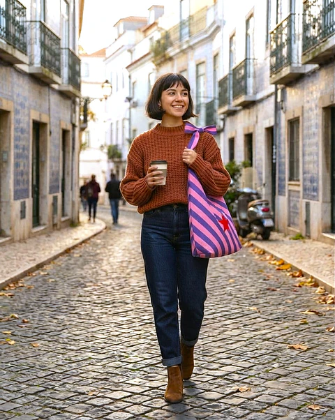 Lola bag | Riscas | Diagonal | Lilás