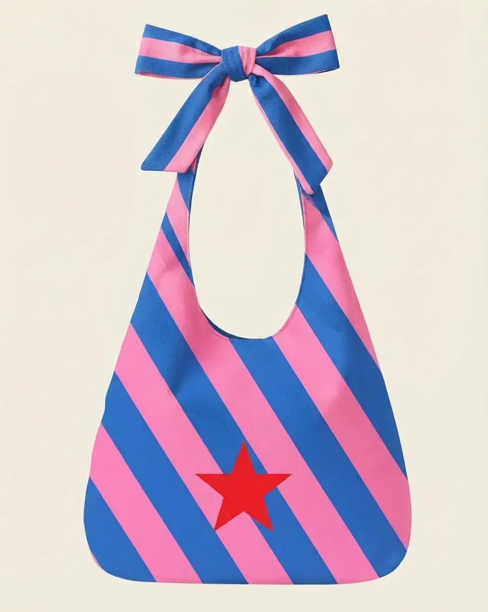 Lola bag | Riscas | Diagonal | Azul e rosa 1