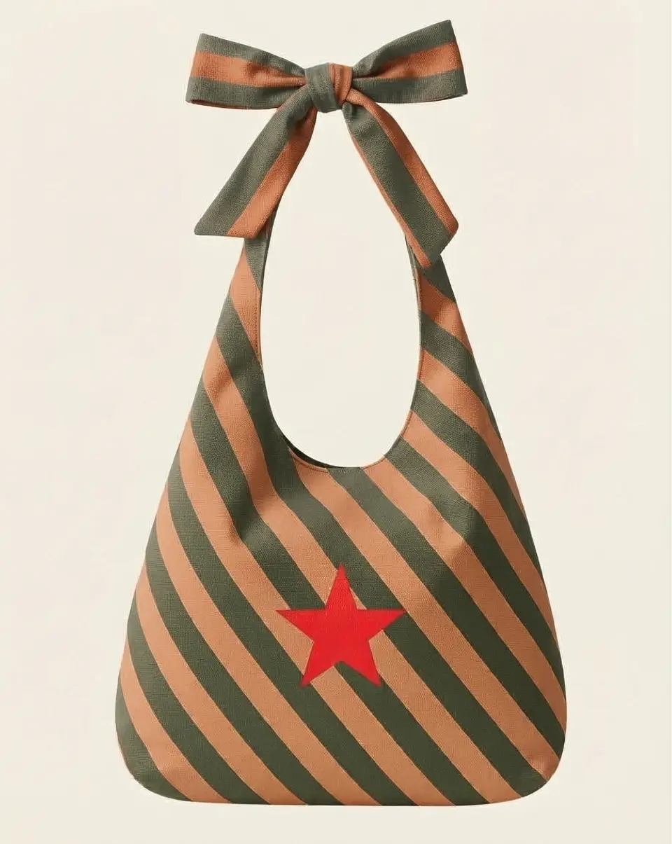 Lola bag | Riscas | Diagonal | Verde e castanho 2
