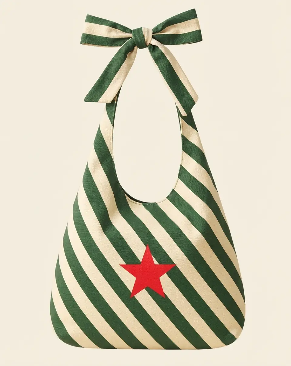 Lola bag | Riscas | Diagonal | Verde e creme 1