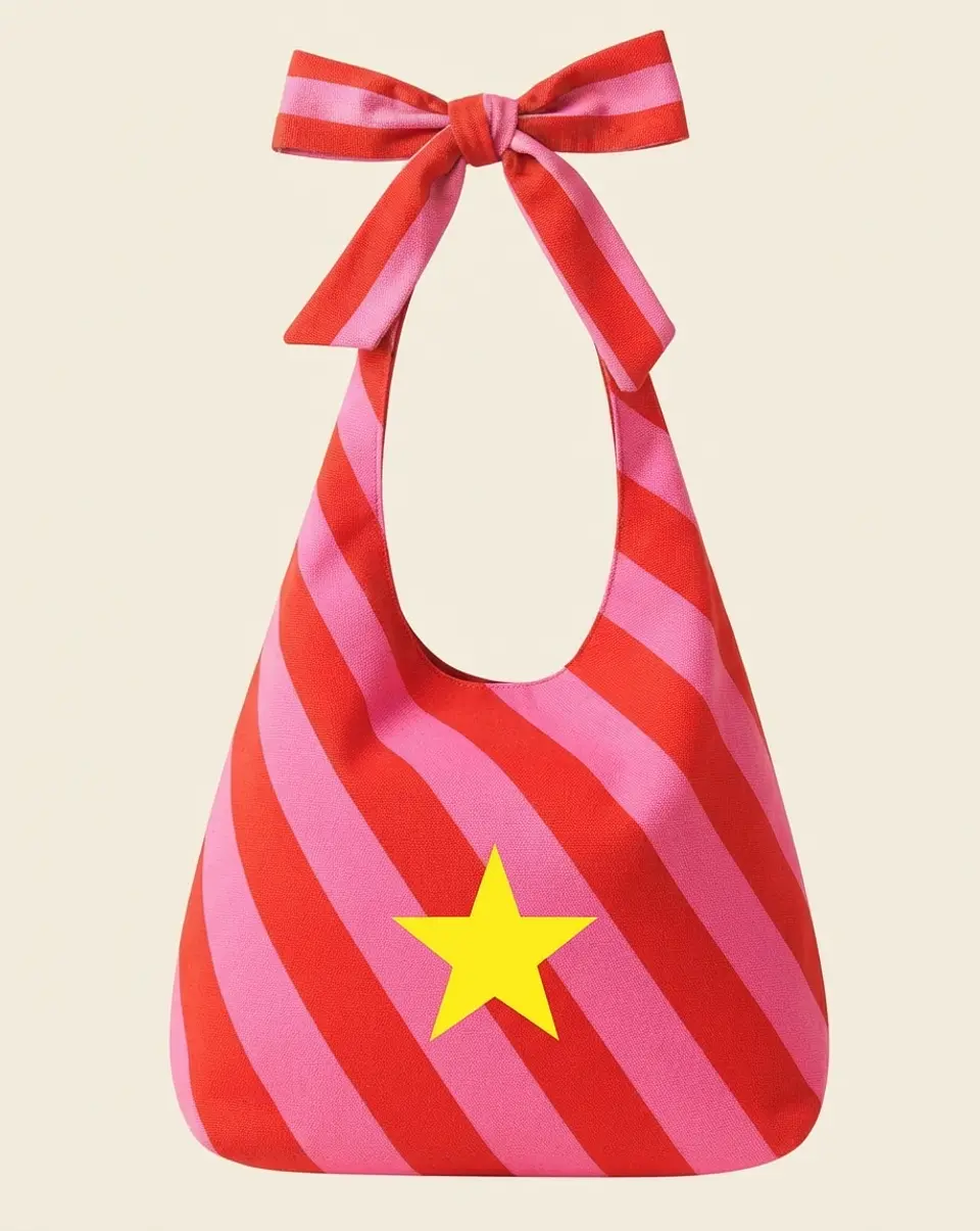 Lola bag | Riscas | Diagonal | Vermelho e rosa 2