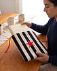 Bolsa livros e e-book | Riscas | Horizontais | Preto e branco - Thumbnail 1