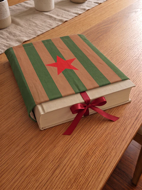 Bolsa livros e e-book | Riscas | Horizontais | Verde e castanho