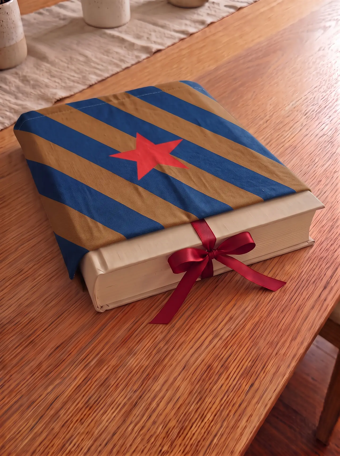 Bolsa livros e e-book | Riscas | Diagonais | Azul e castanho 2