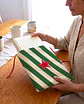 Bolsa livros e e-book | Riscas | Diagonais |  Verde e creme - Thumbnail 1