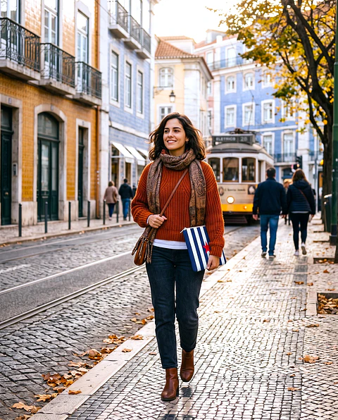 Bolsa portátil | Riscas | Horizontais | Azul escuro