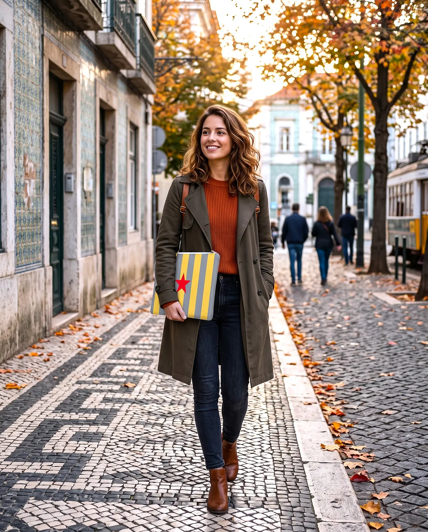 Bolsa portátil | Riscas | Horizontais | Cinza e amarelo 1
