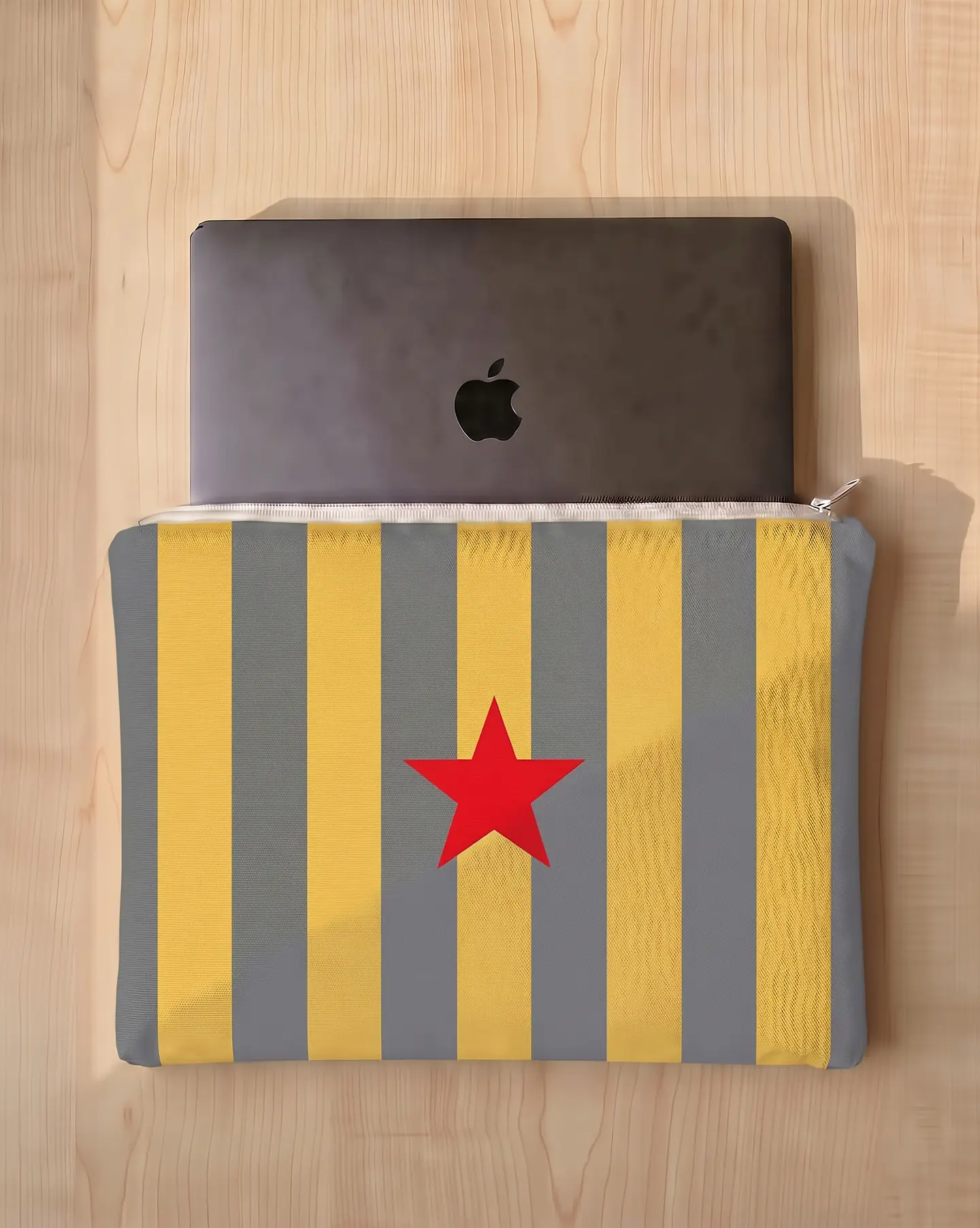 Bolsa portátil | Riscas | Horizontais | Cinza e amarelo 2