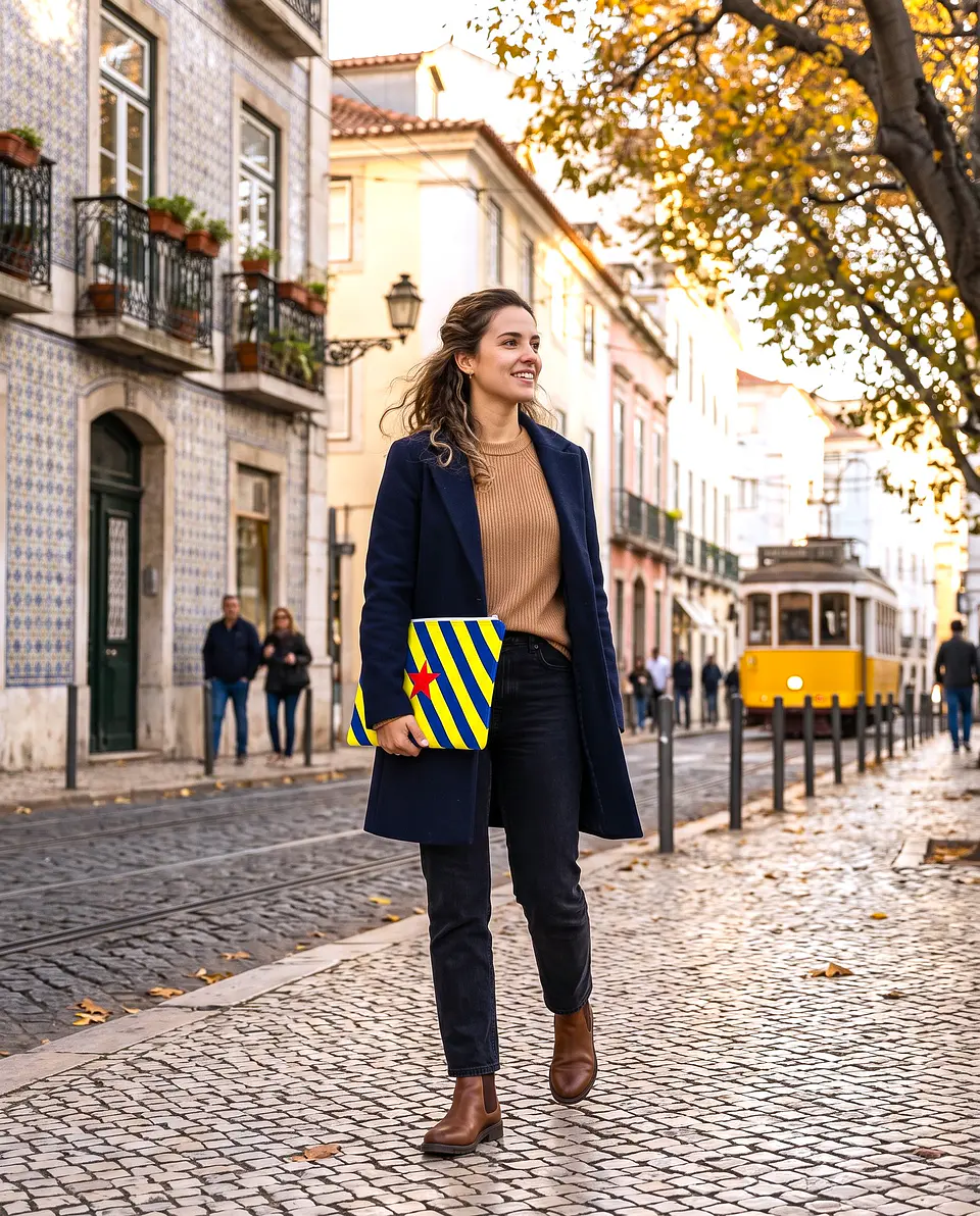 Bolsa portátil | Riscas | Horizontais | Azul amarelo 2